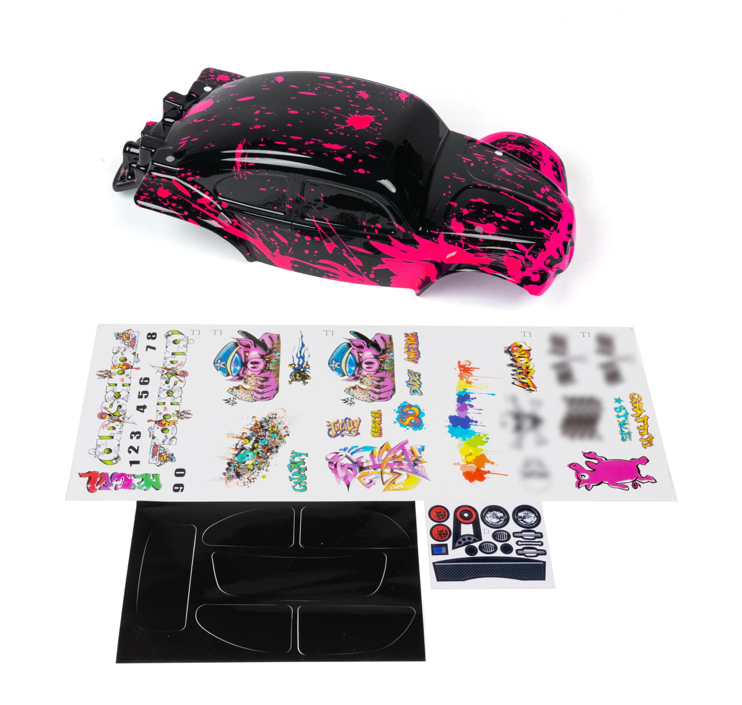 SummitLink Custom Body for 1/10 Slash 4x4 VXL - Muddy Neon Red/Black Polycarbonate, Model SSB-BB-01