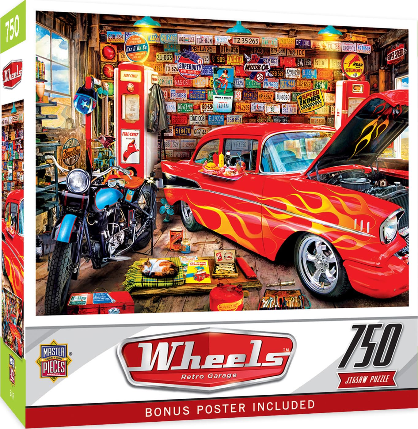 Masterpieces 750 Piece Jigsaw Puzzle For Adults, Family, Or Youth - Retro Garage - 18 ''X24 ''