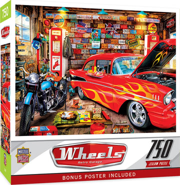 Masterpieces 750 Piece Jigsaw Puzzle For Adults, Family, Or Youth - Retro Garage - 18 ''X24 ''