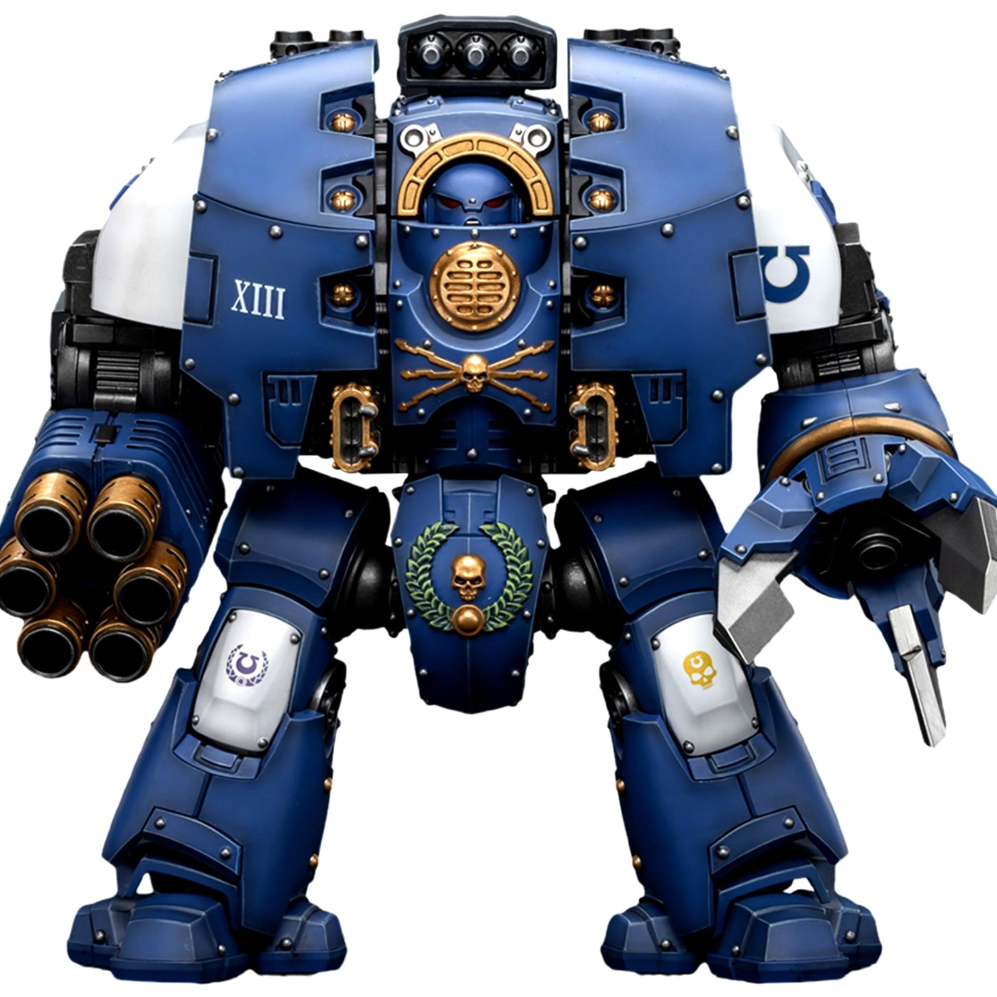 JOYTOY Warhammer 40K 1/18 Action Figures Ultramarines Leviathan Dreadnought with Cyclonic Melta Lance and Siege Claws Collectible Model Birthday Gifts