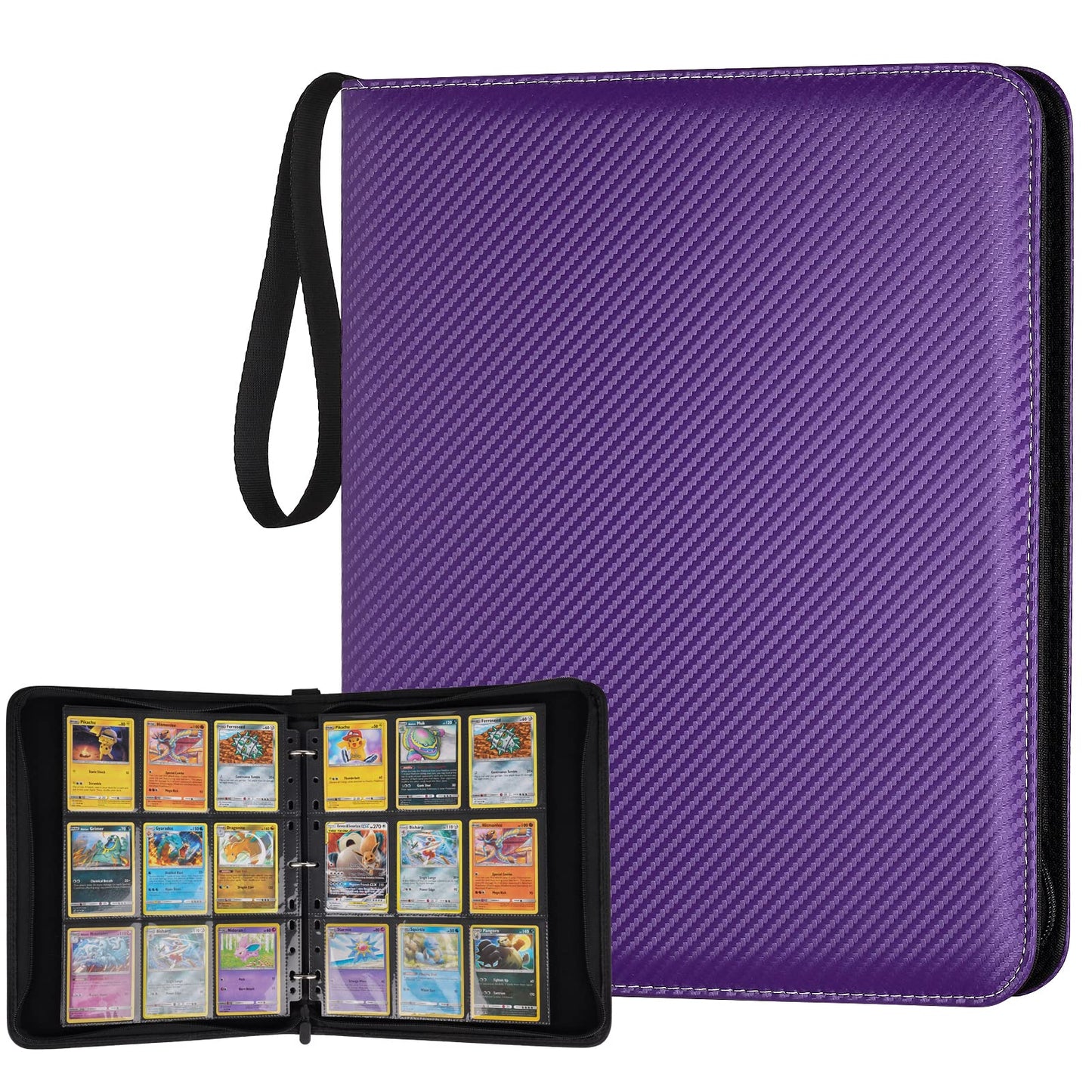 GERMUN 9 Pocket Card Binder  enhanced Zip Trading Card Binder  720 Double Sided Pocket PU Card Collection Binder  Collector Card Album  Card Folder for MTG  TCG  Sports Cards  Game Cards (purple)