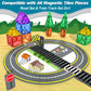 Magnetic Tiles Road & Train Track Expansion Pack Magnetic Building Blocks Construction Toys Kids Toys For Ages 3-12 Boys Girls Building Toys Includes Road Tracks, Traffic Lights, Parking Spot