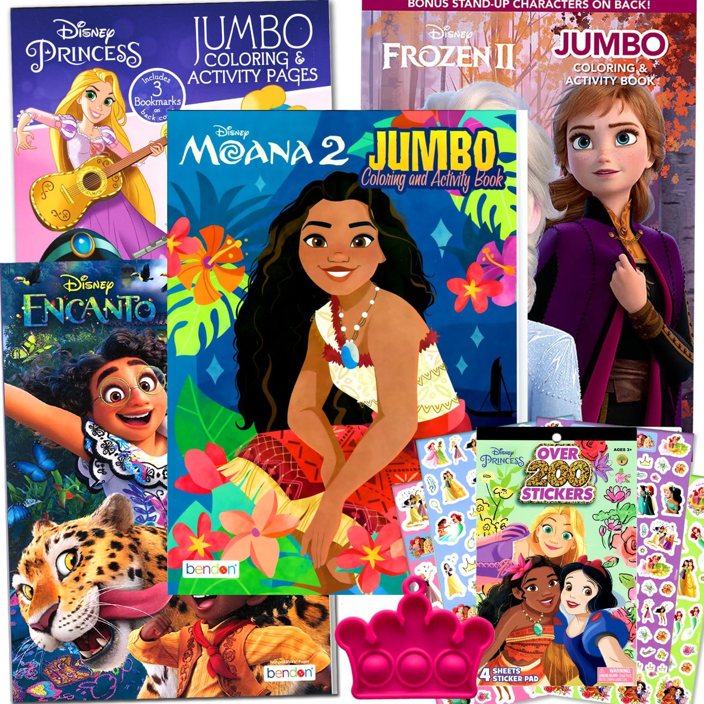 Bendon Disney Princess Coloring Books Bundle Set - Moana, Frozen, Encanto - Paper - Kids Activity