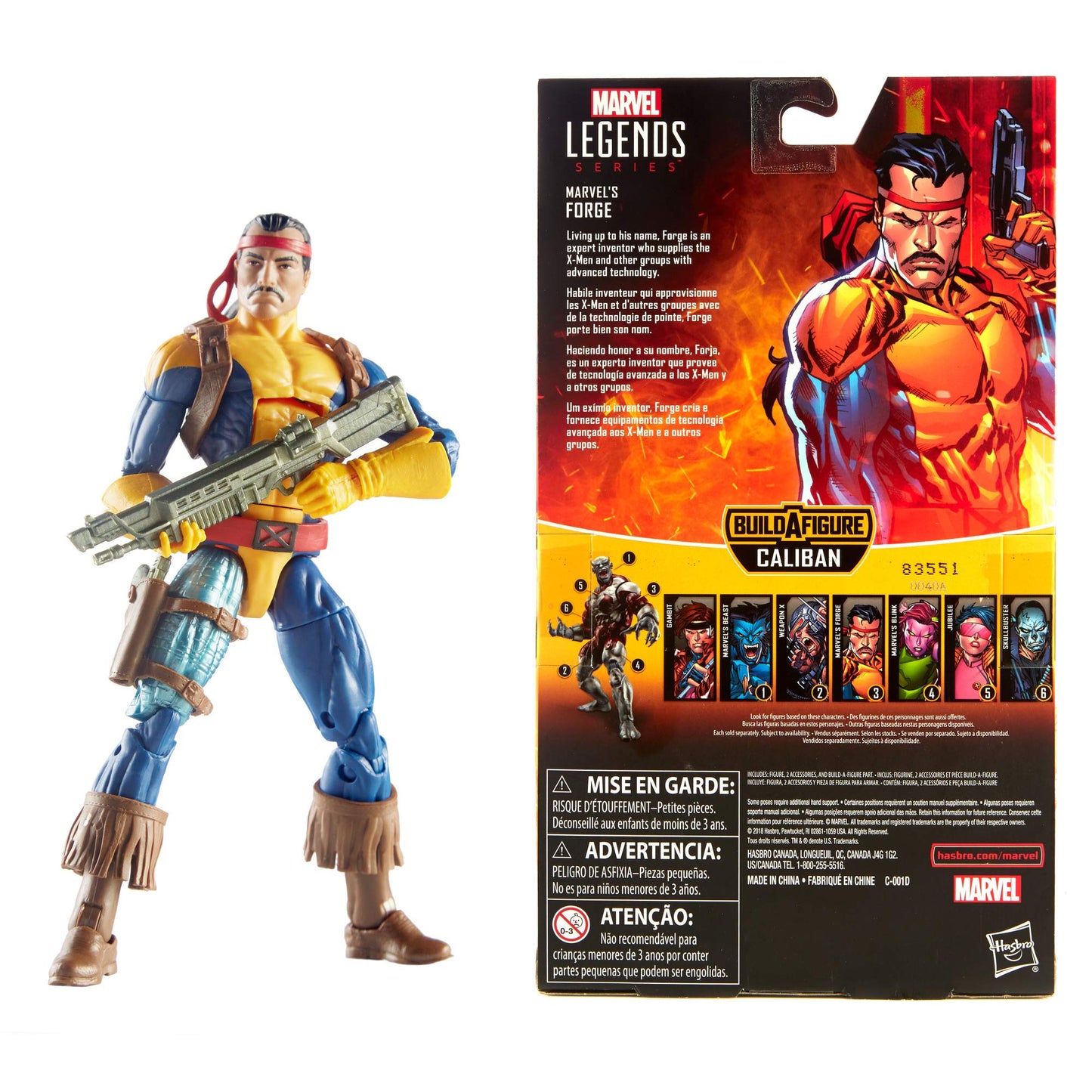 Marvel Legends 6" Action Figure Forge - X-Men Collection, Vinyl, Red, Model E5327AS00, Includes Caliban Build-A-Figure Part