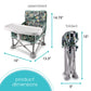 Bright Starts Pop 'N Sit Portable Booster Chair, Jungle Botanical, Medium, Indoor/Outdoor Use, Compact Fold, Model 13043Z