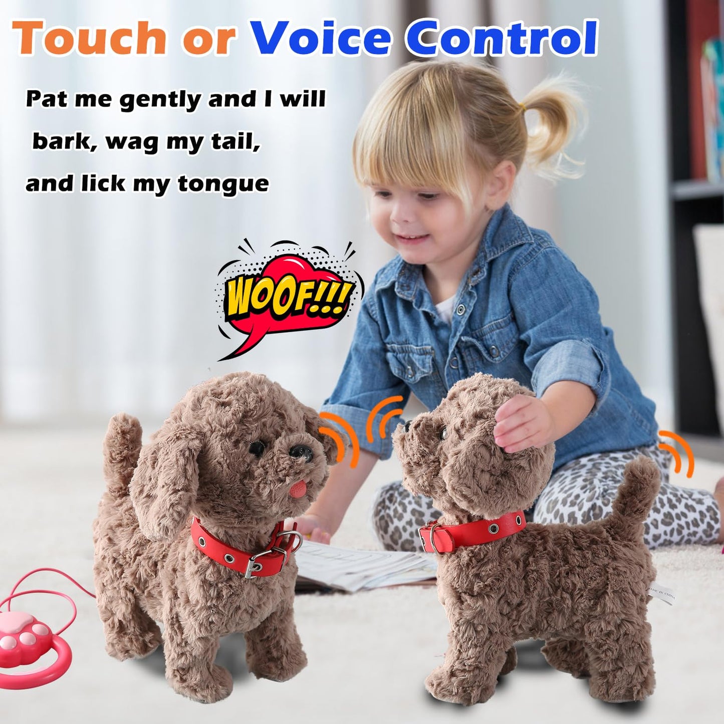 Walking Barking Dog Toy Singing Puppy Set, Repeat What You Say Teddy With Control Leash Electronic Dog, Touch Or Voice Control Realistic Robot Musical Dancing Animated Plush Pet For Toddler