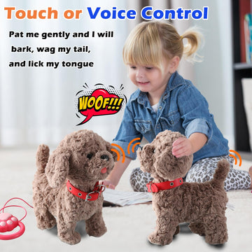 Walking Barking Dog Toy Singing Puppy Set, Repeat What You Say Teddy With Control Leash Electronic Dog, Touch Or Voice Control Realistic Robot Musical Dancing Animated Plush Pet For Toddler