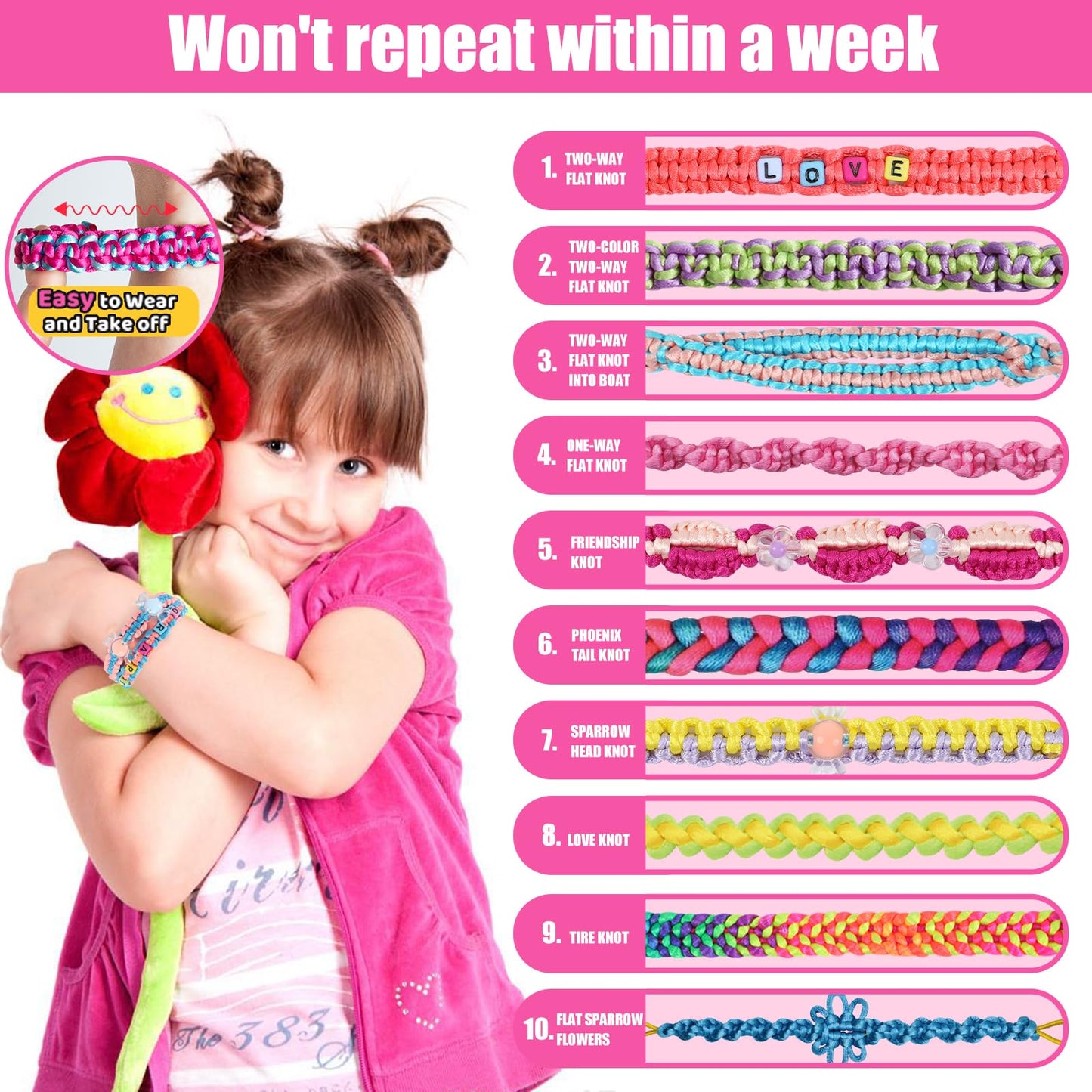 GILI Friendship Bracelet Making Kit for Girls, DIY Craft Toys, Multicolor, Ages 6-12, Model MBK-291