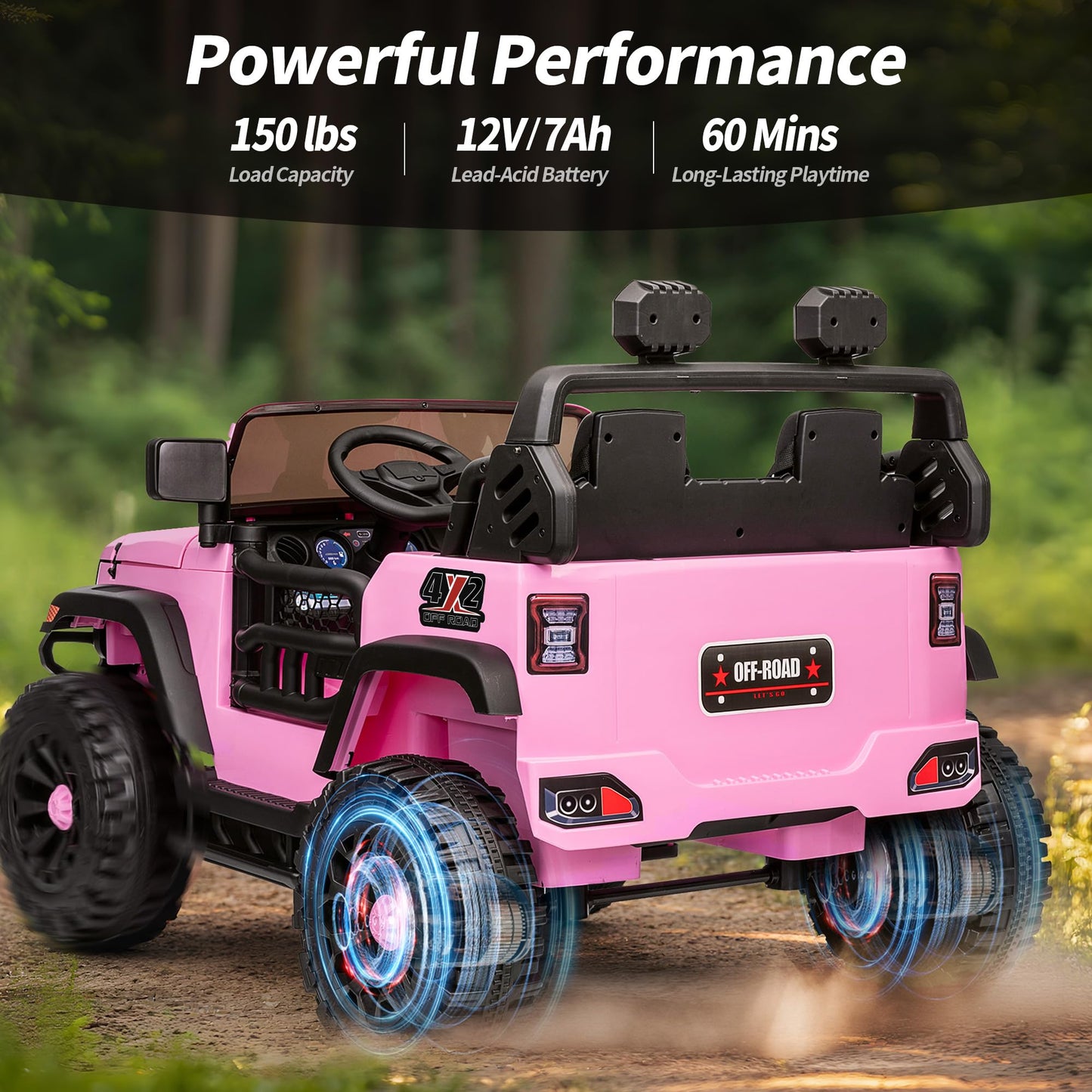 Outfunny 2-Seater Ride on Truck Toy  12V Electric Truck Car for Kids Boys Age 4-8 w/Remote Control  Bluetooth  Capacity 150lbs - Pink