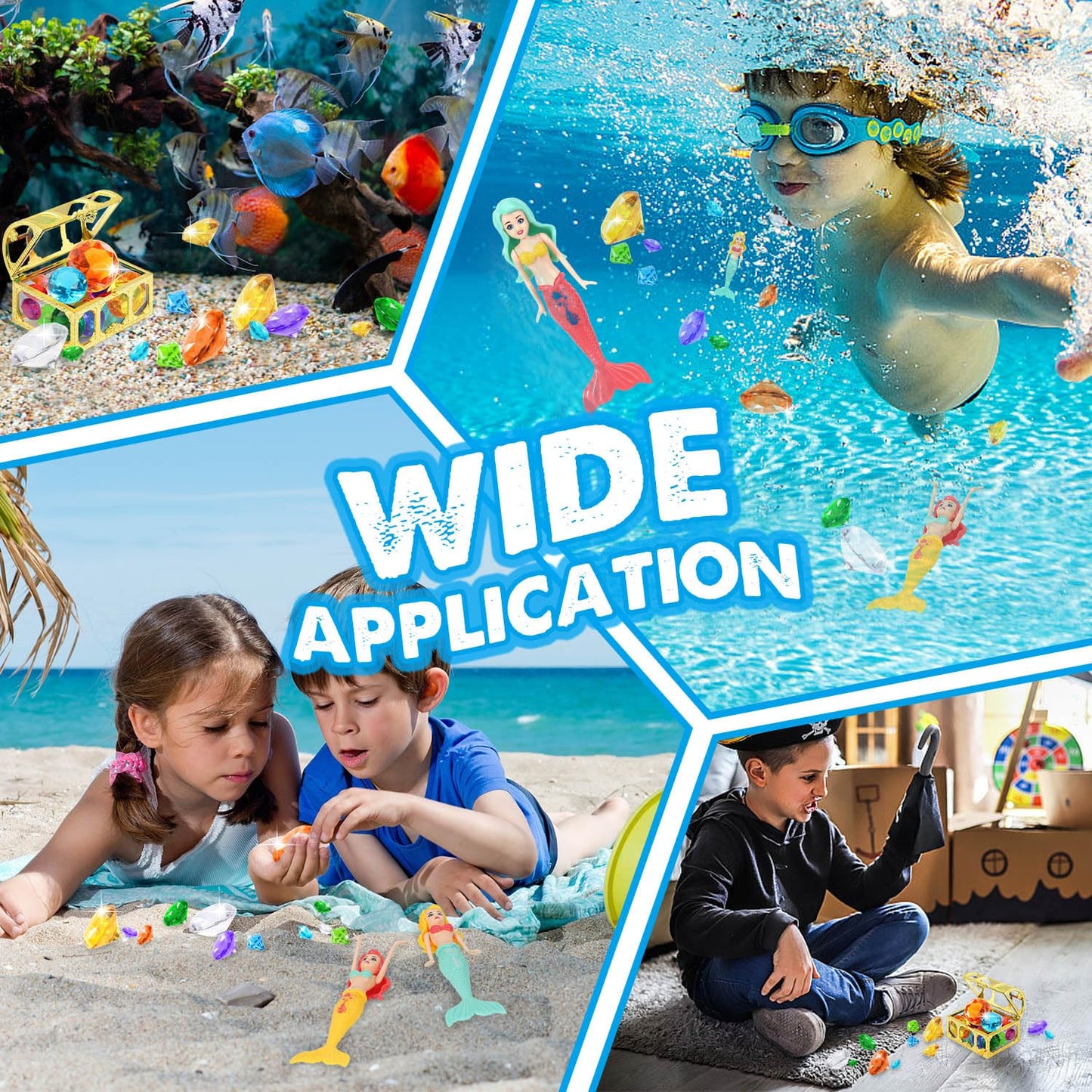Eimmbd 26Pcs Diving Gem Pool Toys Colorful Diamonds Bath Toys Set With Treasure Pirate Box Summer Swimming Diving Toys For Boys