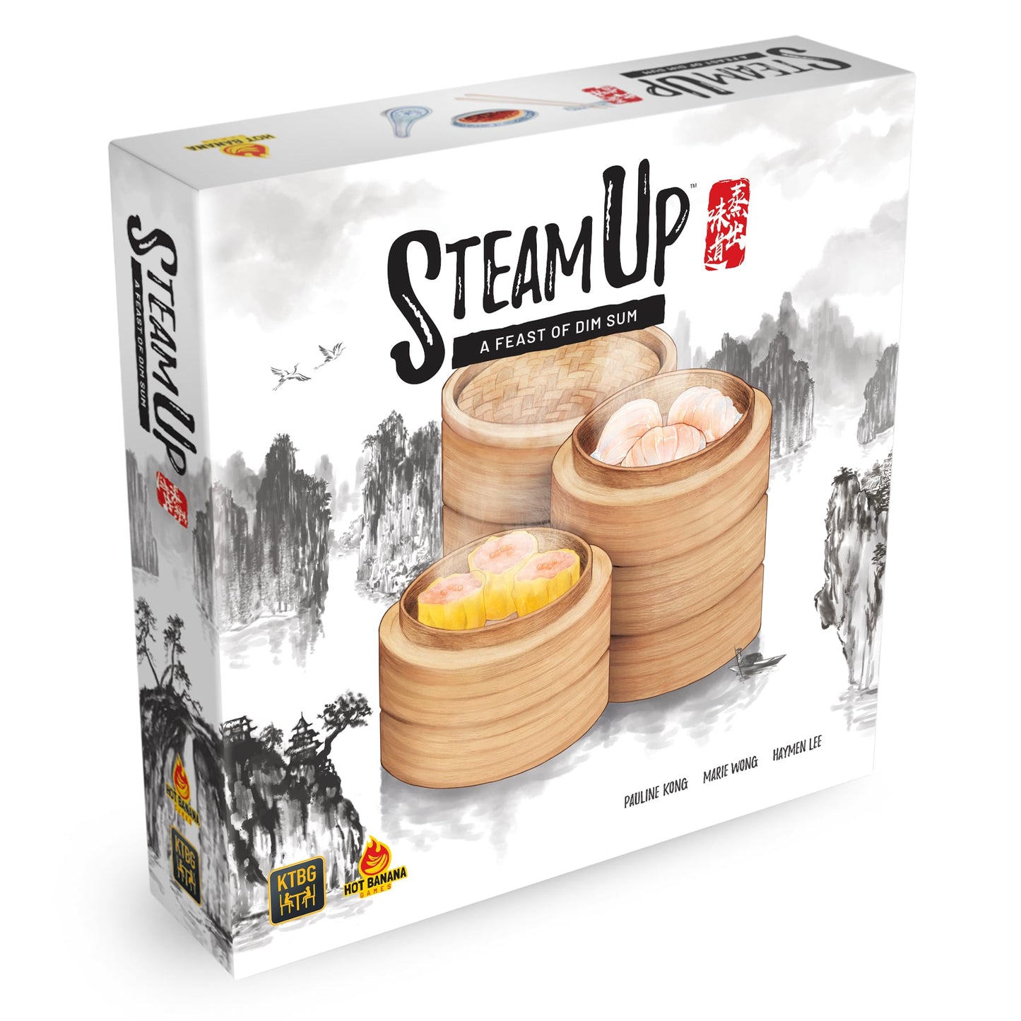 Kids Table Board Gaming Steam Up: A Feast of Dim Sum, Strategy Board Game, Cardboard, HBQ1102KTBG, Red and Green