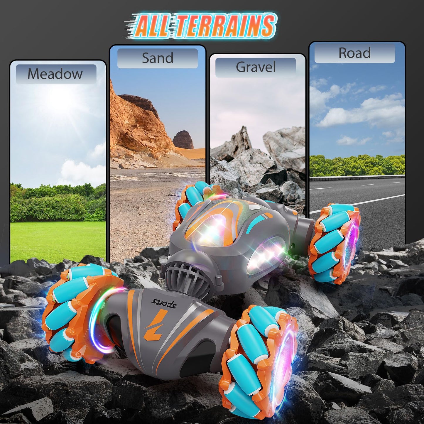 Nicella Gesture Sensing RC Stunt Car, Remote Control Car for Boys Toys Age 6-8-12, 4WD Hand Controlled RC Twist Car with Light &