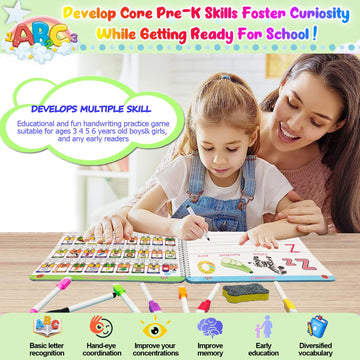 Alianfly Montessori Preschool Learning Tracing Workbook - Toddler Alphabet And Numbers Handwriting Practice Busy Activity Book D