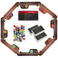Wooden Board Games Set with 8 Wood Boards 40 Colorful Marbles Pegs 3 Boxes Playing Card 8 Game Instructions Game Wooden Board for mature-themeds Kids Family  4-8 Players (Retro Colors)
