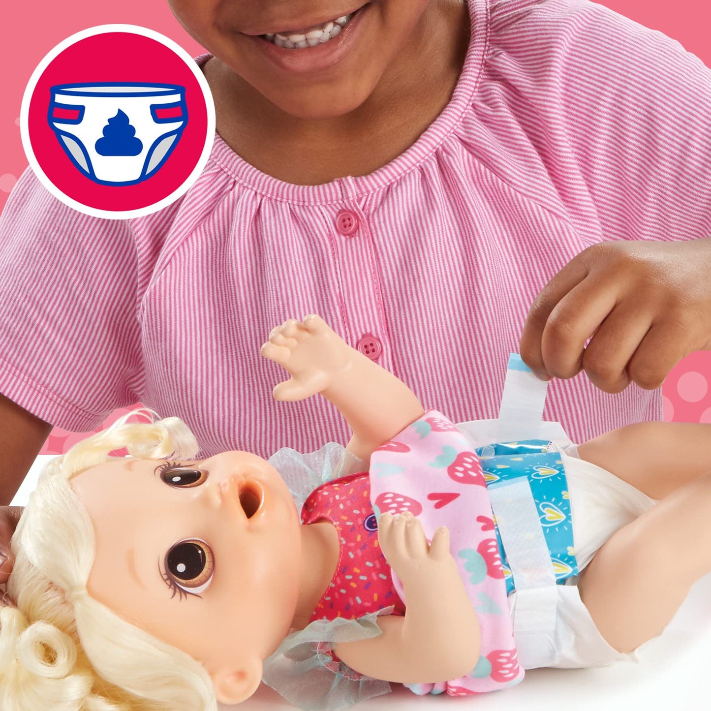 Baby Alive Magical Mixer Baby Doll Set, Strawberry Shake, Medium, Blonde Hair, Model E6943, Includes Toy Blender, For Kids 3 and Up