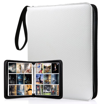 Wot I Trading Card Binder, 900 Pockets Baseball Card Binder Sleeves With Zipper, Double Sided Pockets Card Holder Carry Card Cas