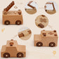 MONT PLEASANT Wooden Emergency Vehicle Toy Set of 3  Toddler Montessori Toys Ambulance Fire Truck Police Car Toys with Rolling Wheels  Kid Wooden Toy Vehicle Learning Educational Gift for Boys & Girls