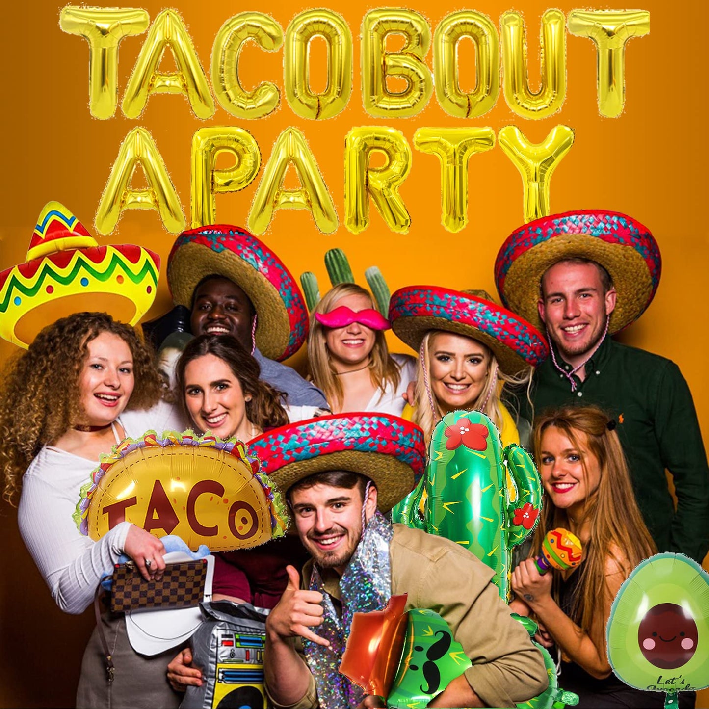 26 Pcs Taco Bout A Party Decoration, Fiesta Party Decorations Include Paper Fans Fiesta Banner Taco Cactus Avocado Sombrero Foil