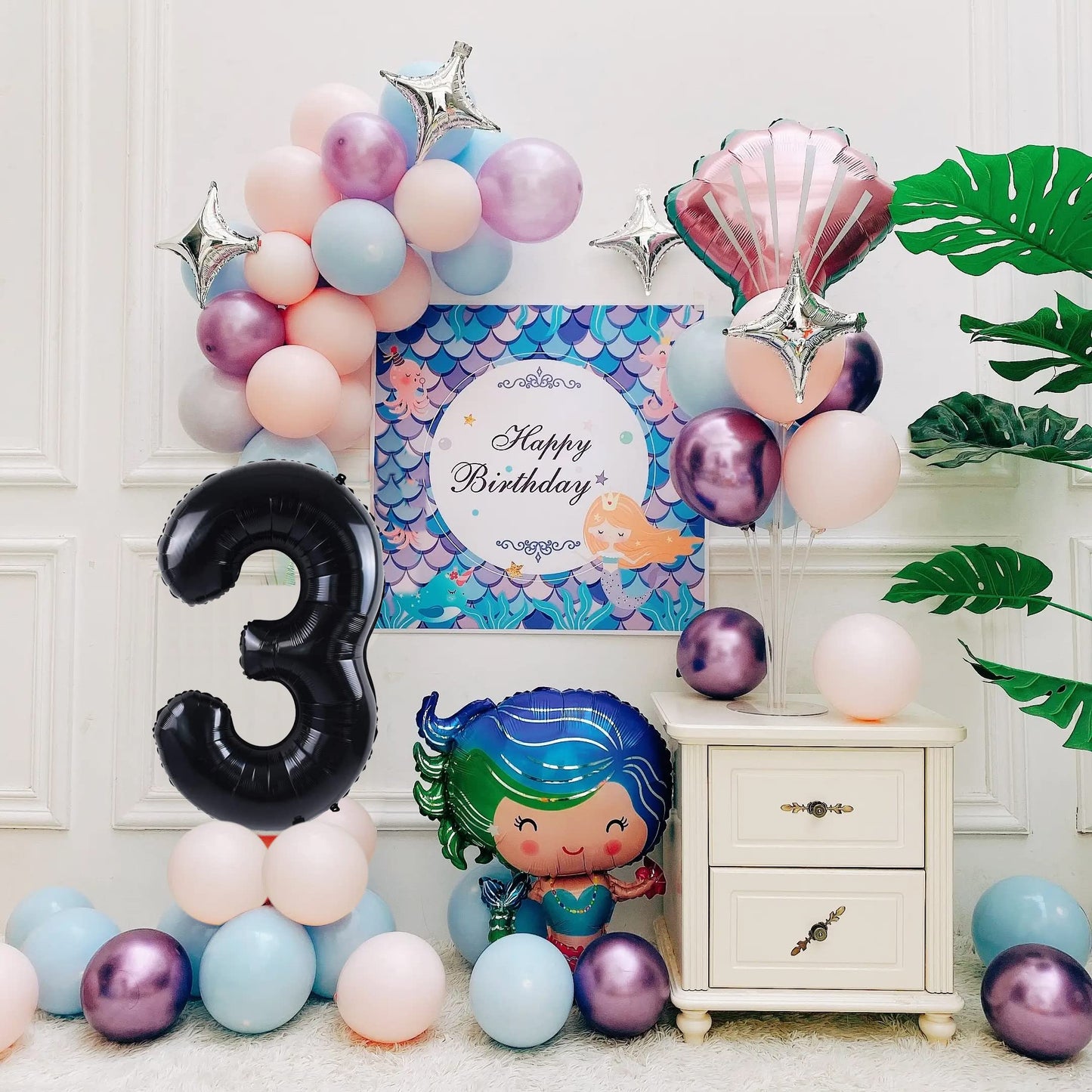 Smlpuame 40 Inch Number Balloon 0-9 Black Large Number 3 Balloons,Digital Balloons For Birthday Party Celebration Decorations Su