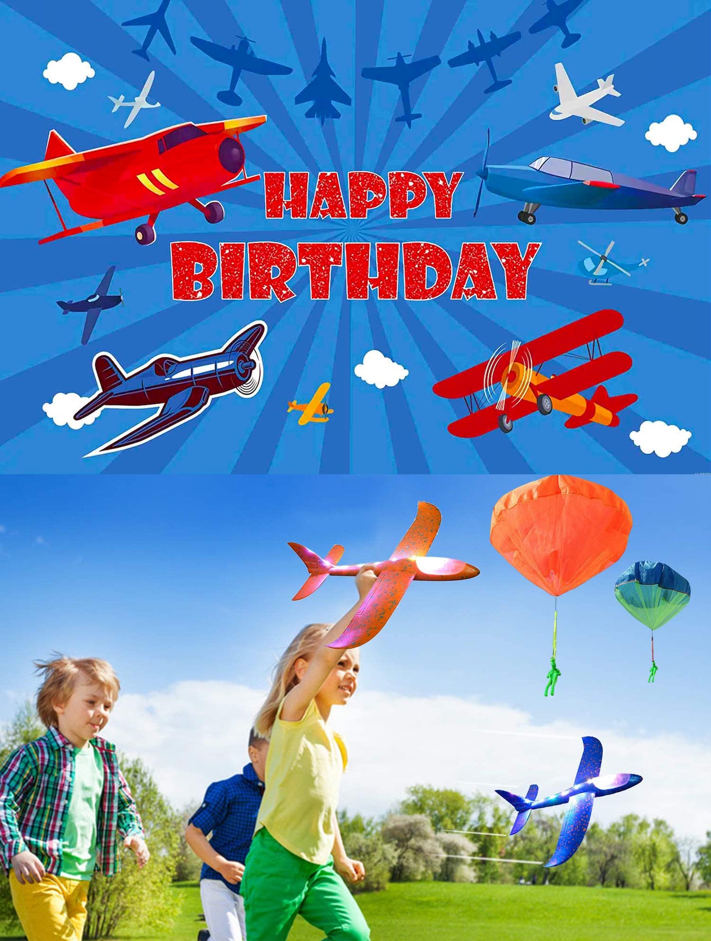 Airplane Birthday Party Decoration Airplane Happy Birthday Backdrop Airplane Photo Background Banner Poster For Flying Enthusias