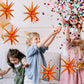 6 Pcs Orange Star Foil Balloons One-Piece 14-Pointed Star Balloons 4D Starburst Cone Mylar Balloons 22Inch Christmas Birthday We