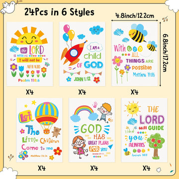 Dvbonike 24Pcs Religious Coloring Books - Bible Verses Diy Color-In Pages Booklet Bulk Drawing Holiday Christian Theme Activity
