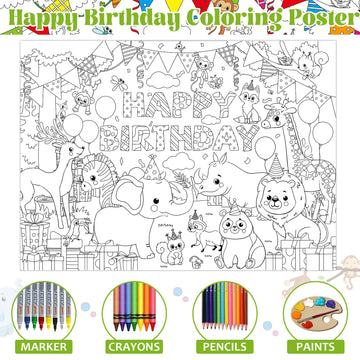 Naozinebi Safari Animals Party Coloring Poster For Kids Giant Coloring Poster Large Jungle Animals Coloring Tablecloth Jumbo Col