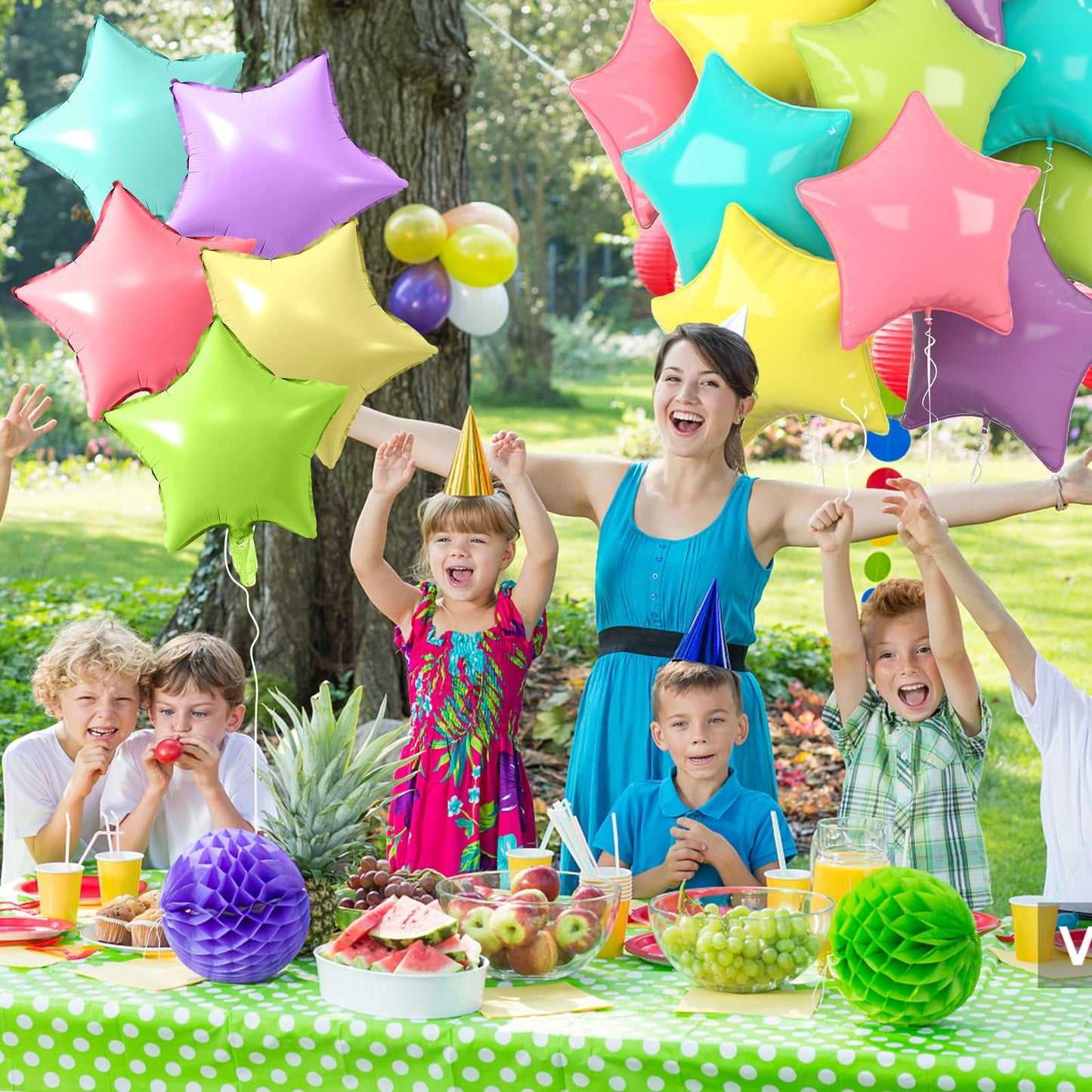 18 Inch Pastel Star Balloons, 10 Pcs Pastel Rainbow Star Shape Foil Balloon Helium Balloons, Big Mylar Star Balloons For Wedding