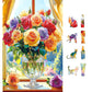 MINIWAN 500-Piece Jigsaw Puzzle for mature-themeds - Colorful Roses in Glass Vase  23x15 Inch Challenging Puzzle  Floral Puzzle for mature-themeds & Teens  enhanced Thick Cardboard Pieces with Reference Poster