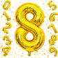 Flyloons 8 number Golden Foil Balloon 16 inch Size Birthday Decoration Items | 8th Year Balloons | Eight