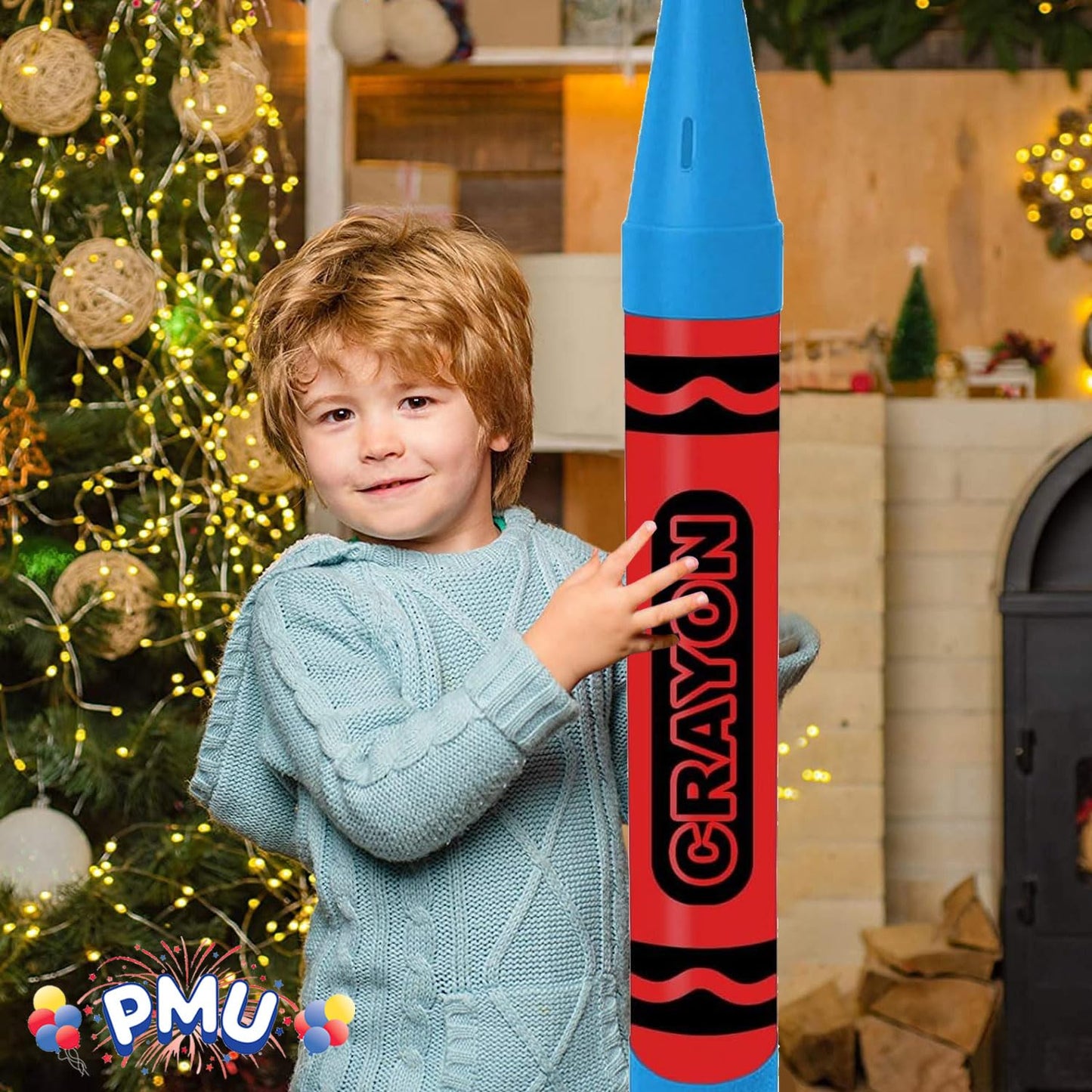 Pmu 36 Inch Giant Crayon Bank Bi-Color Red And Turquoise Blue (1/Pkg) Pkg/1
