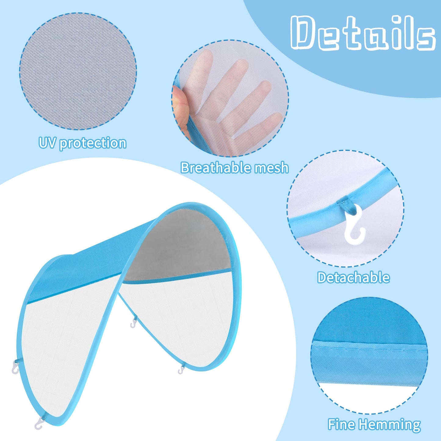 Adnee 2 Pack Baby Swim Float Removable Canopy-Sun Protection Canopy for Baby-UPF50+ Proof Canopy-Sunscreen Coating,Compatible fo