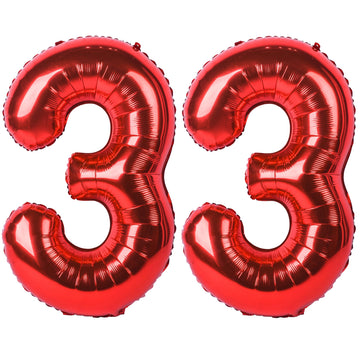 40 In Red Number Balloons Helium Foil Mylar Balloon Birthday Party Banquet Decoration Digital 33
