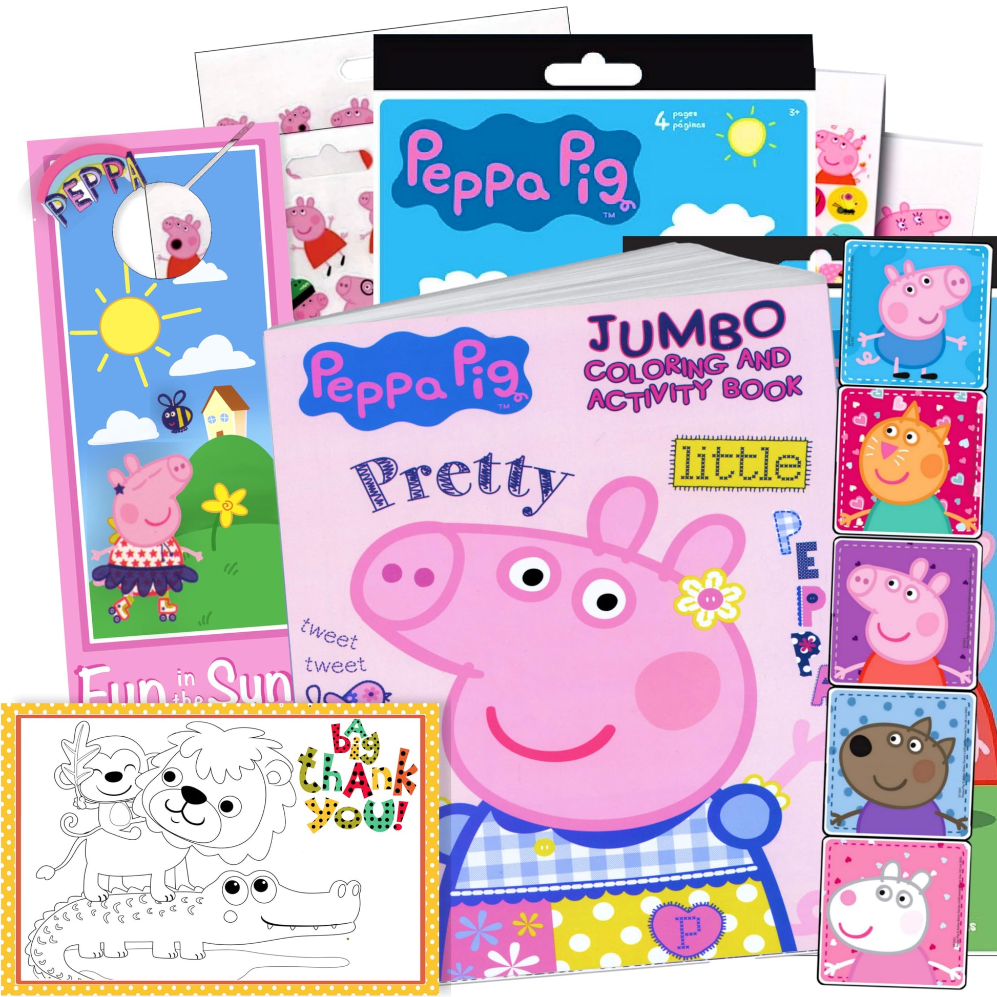 Coloring and Activity Set - Bundle Includes Peppa Pig Coloring Book, Peppa Pig Stickers, and 2-Sided Door Hanger (Peppa Coloring