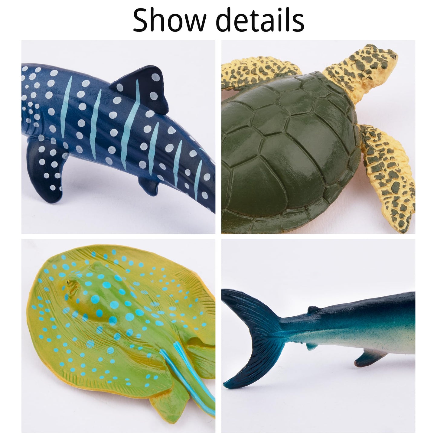 Toymany Mini Ocean Animal Figurines Set - 24 Realistic Plastic Cake Toppers for Kids' Parties, Gifts & School Projects - White