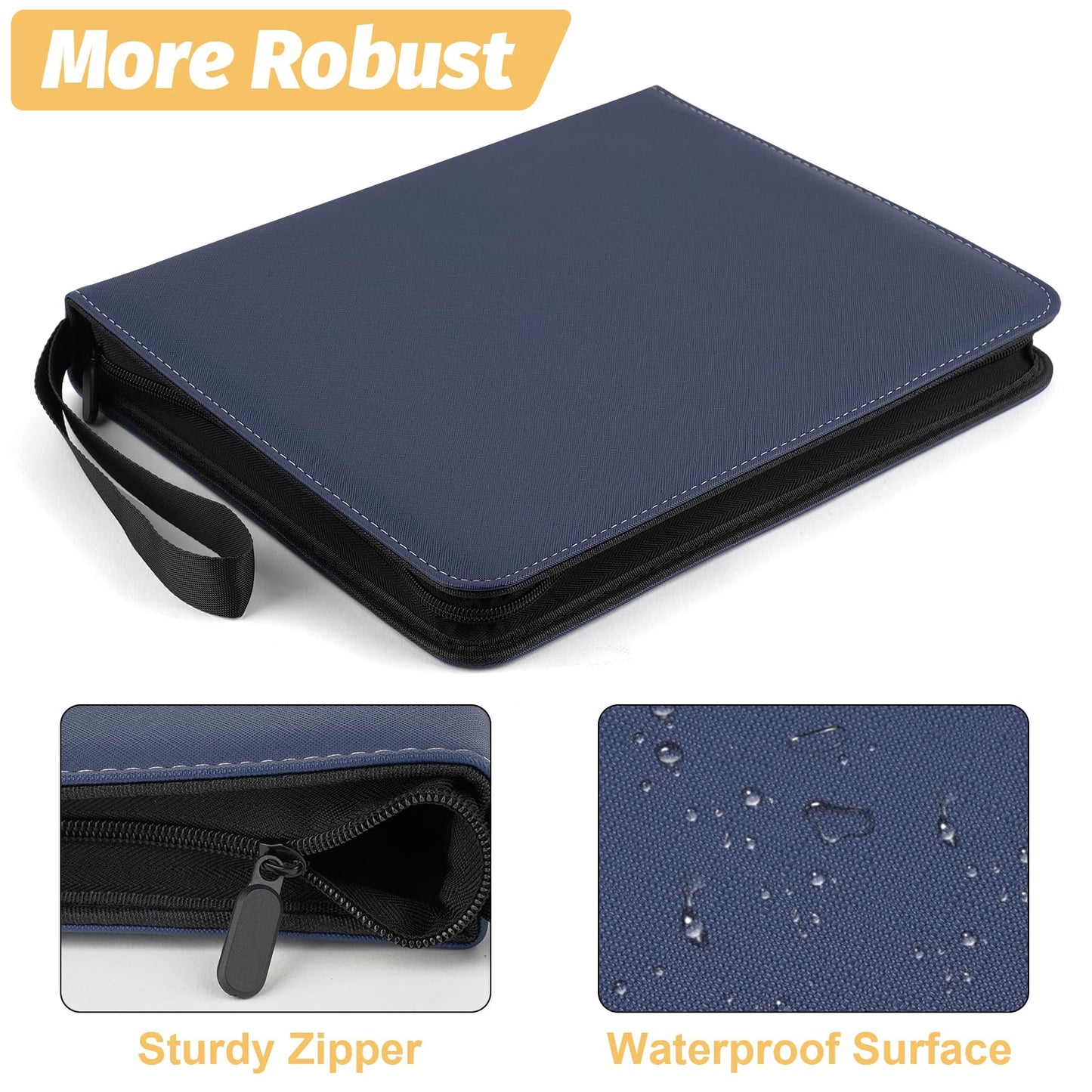 GERMUN 9 Pocket Card Binder  enhanced Zip Trading Card Binder  720 Double Sided Pocket PU Card Collection Binder  Collector Card Album  Card Folder for MTG  TCG  Sports Cards  Game Cards (DARK BLUE)