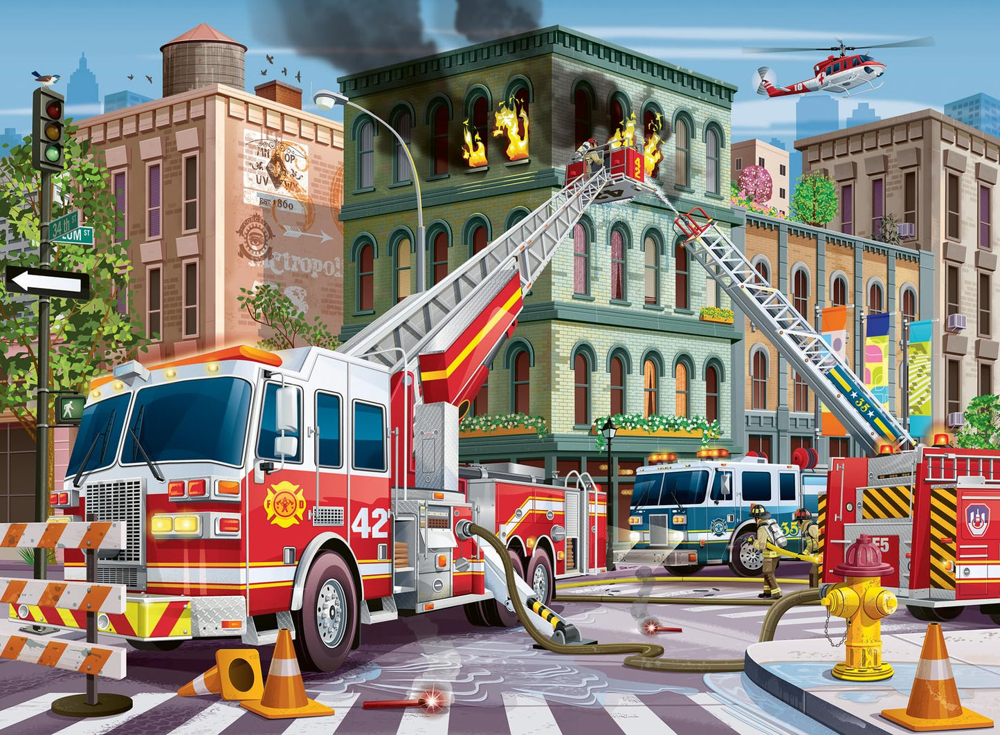 Ravensburger Fire Truck Rescue - 100 Piece Xxl Jigsaw Puzzle For Kids | Unique And Perfectly Fitted Pieces | Colorful Design With Matte Finish | Educational And Fun Toy
