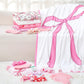 Fanfanwin 18 Pcs Sleepover Party Supplies for Girls, 6 Style Cute Pink Bow Blanket 6 Coral Fleece Spa Headband 6 Plush Pink Eye