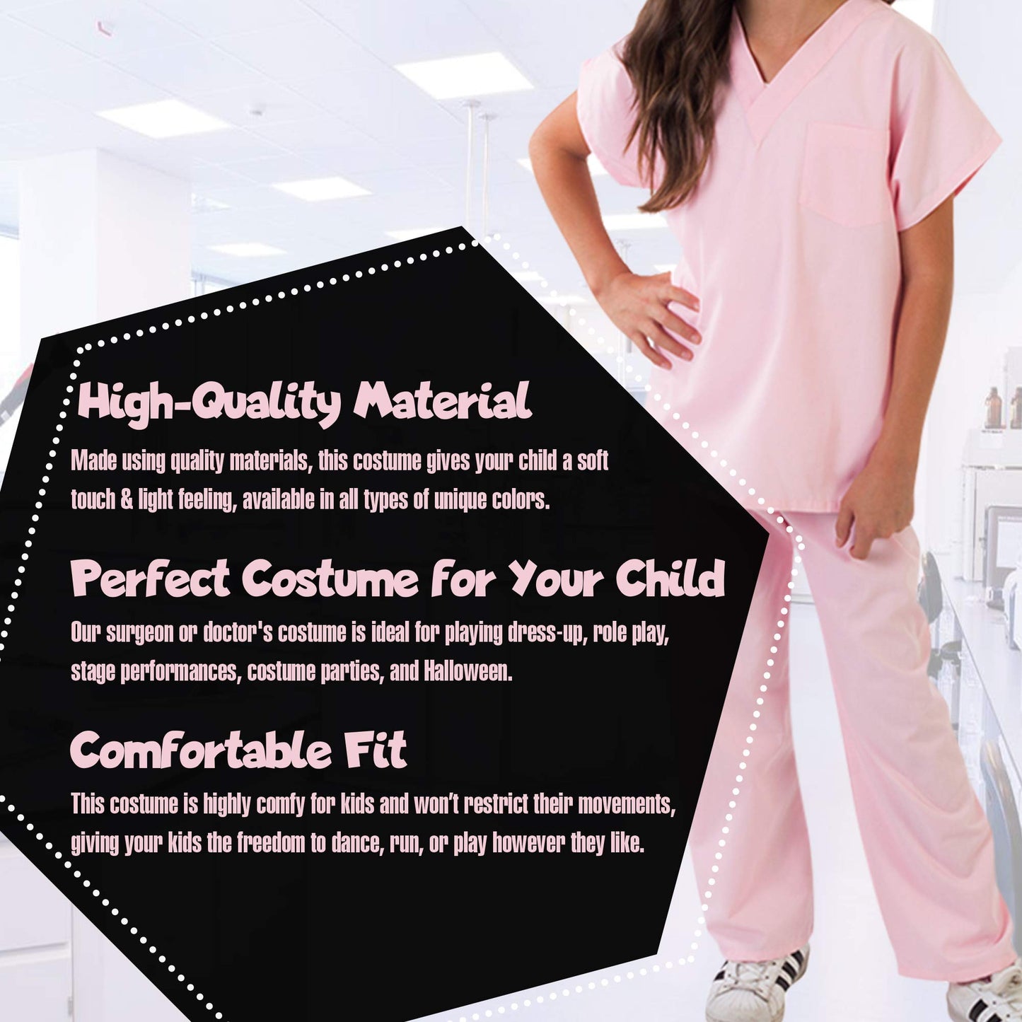 M&M Scrubs Super Soft Children Scrub Set Kids Dress Up (5/6, Pink)