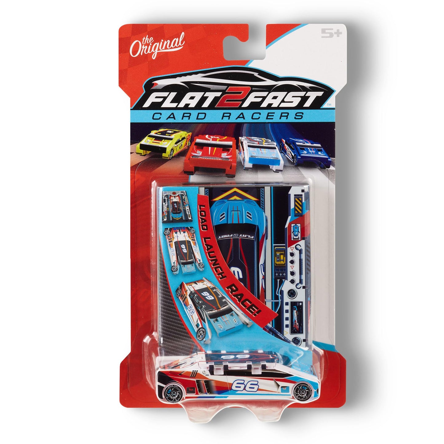 Flat 2 Fast Sky Blue 66 Card Racer | Load, Launch, Race - Pocket-Sized Racecar Toy Ages 5 And Up (Sold Each)