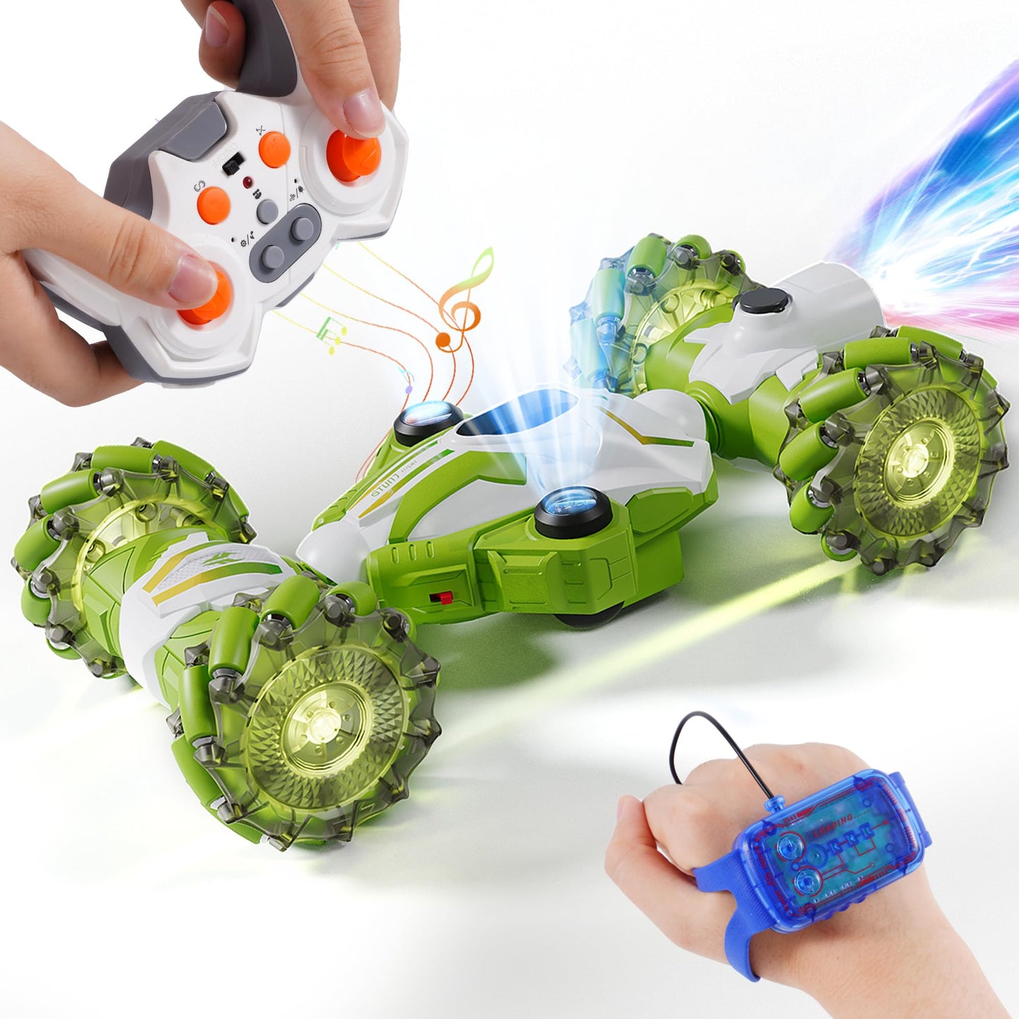Gesture Sensing RC Stunt Car, [Magic Spray & Projection & Music] Boys Toys 6-8-12 Age, Hand Controlled Remote Control Car, Cool 