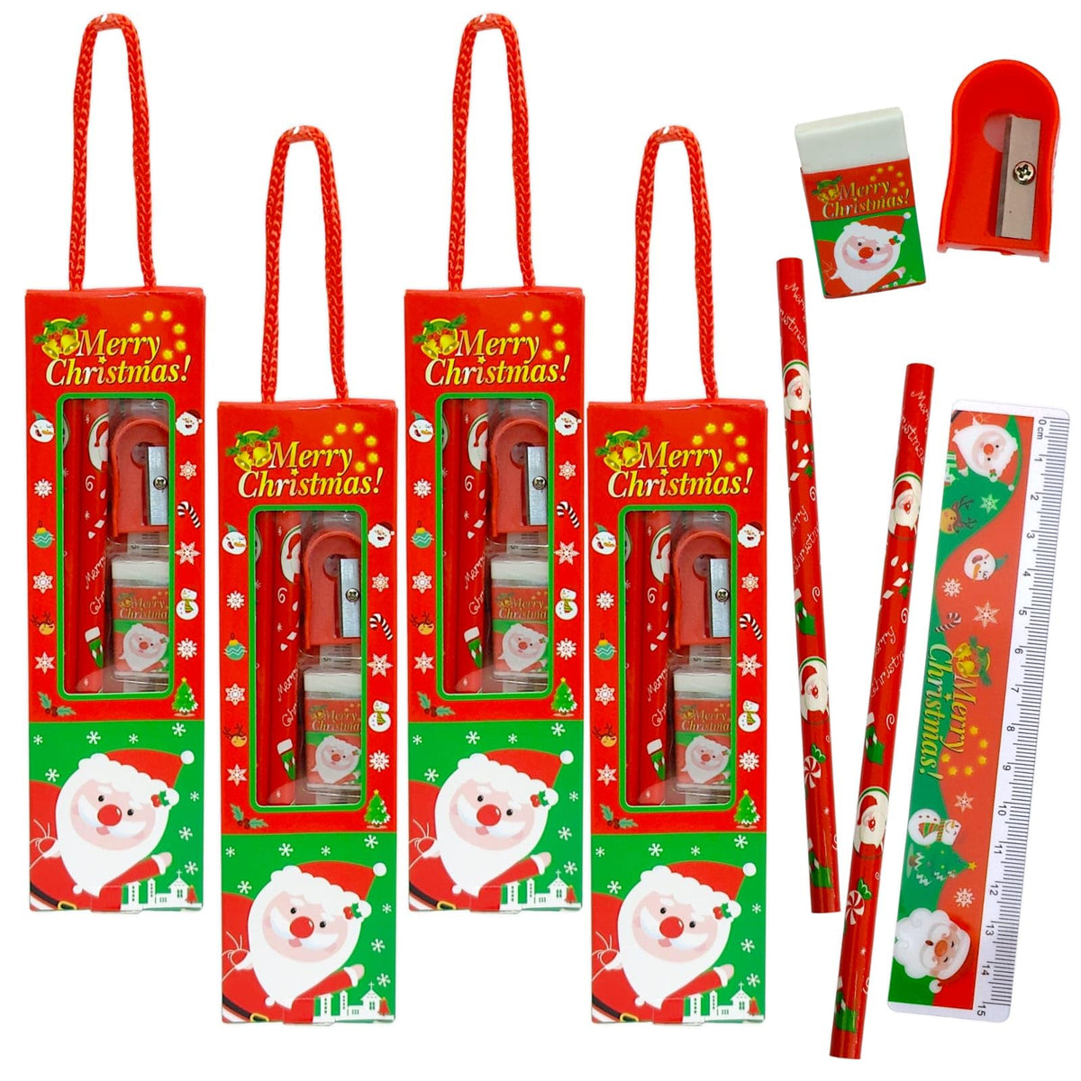 Amanvani Christmas Stationery Gift Set, Santa Claus Stationery Kit Combo (12 Pcs) Christmas Return Gift Set, Christmas Gift Set 