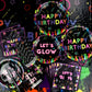 Glow Neon Party Supplies - Glow In The Dark Birthday Let'S Glow Backdrop Banner, Plates, Glow Sticks, Tablecloths, Cups, Napkins, Neon Balloons, For Blacklight Party Decorations Serves 20 (Set A)