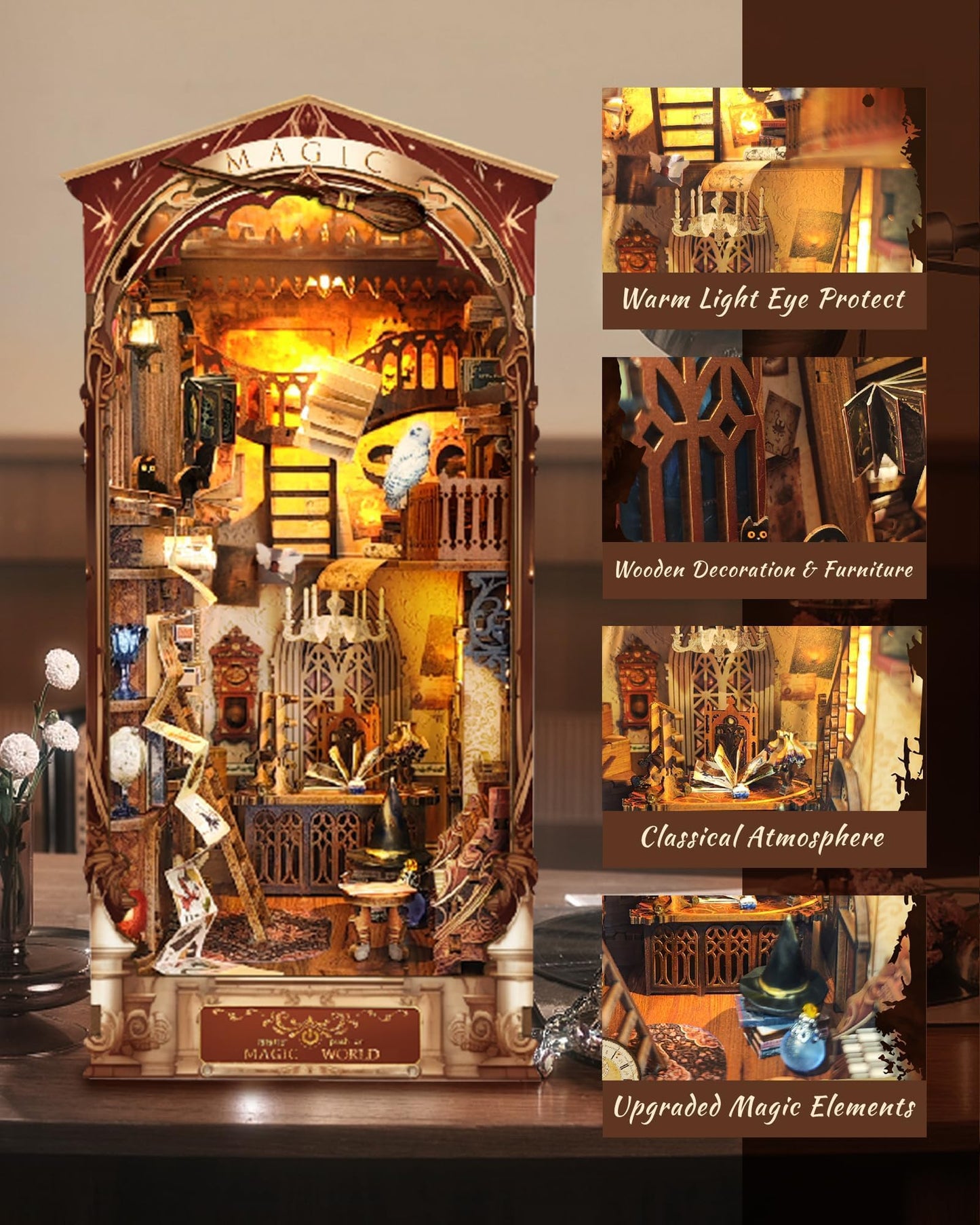 Criolpo Book Nook Kit - Diy Doll House Wooden Miniature House Kit, Book Nook Miniature Kit For Adults Teens, 3D Wooden Puzzle Bo