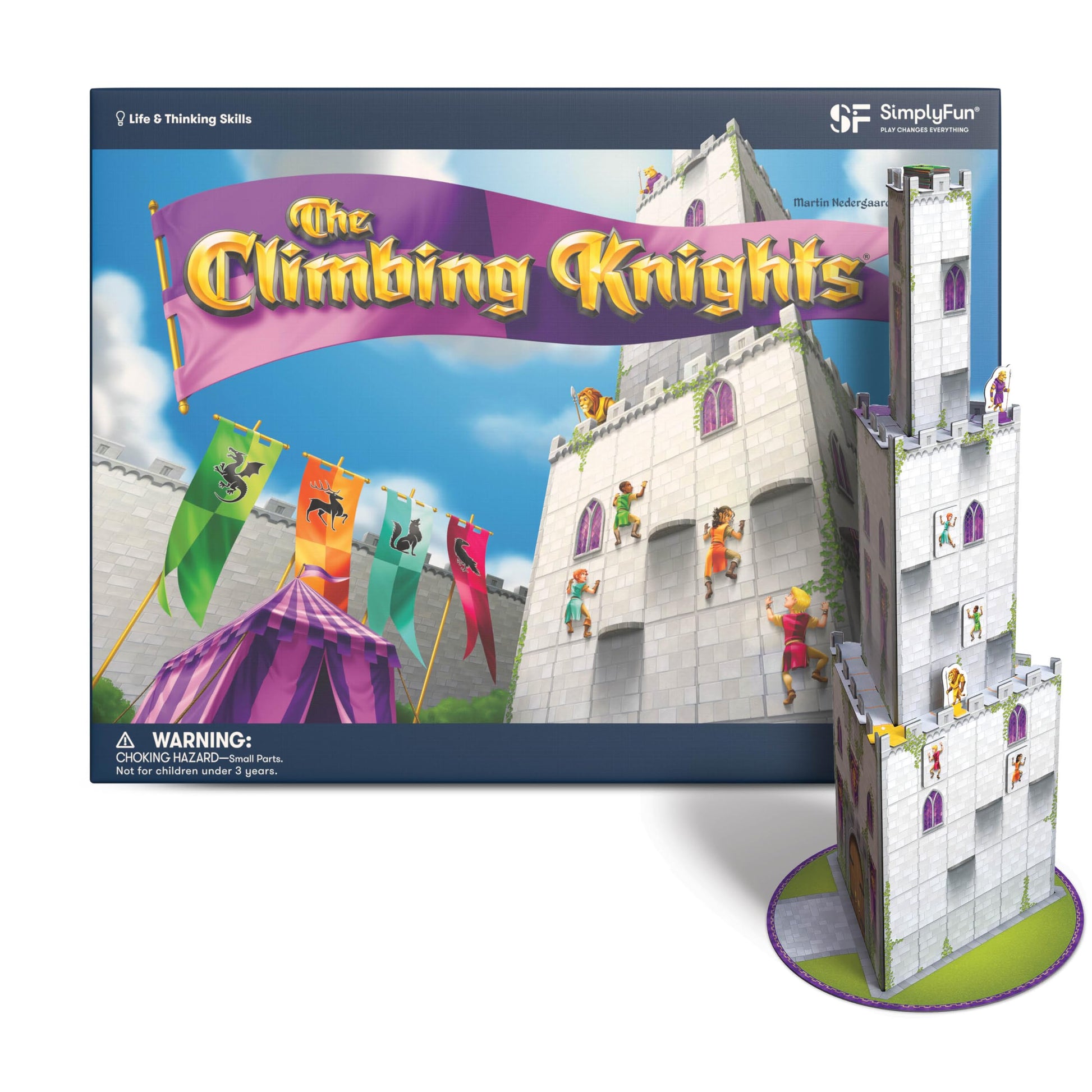 SimplyFun The Climbing Knights - Exciting Castle Climbing Strategy Board Game - Fine Motor Skills - Educational Fun with Magnetic Knights  Guard Pawns  & enhanced Components - 2-4 Players  Ages 8 & Up