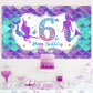 Eiurteao Mermaid 6Th Birthday Banner Decorations For Girls, Little Mermaid Themed Happy 6 Birthday Background Sign Party Supplie
