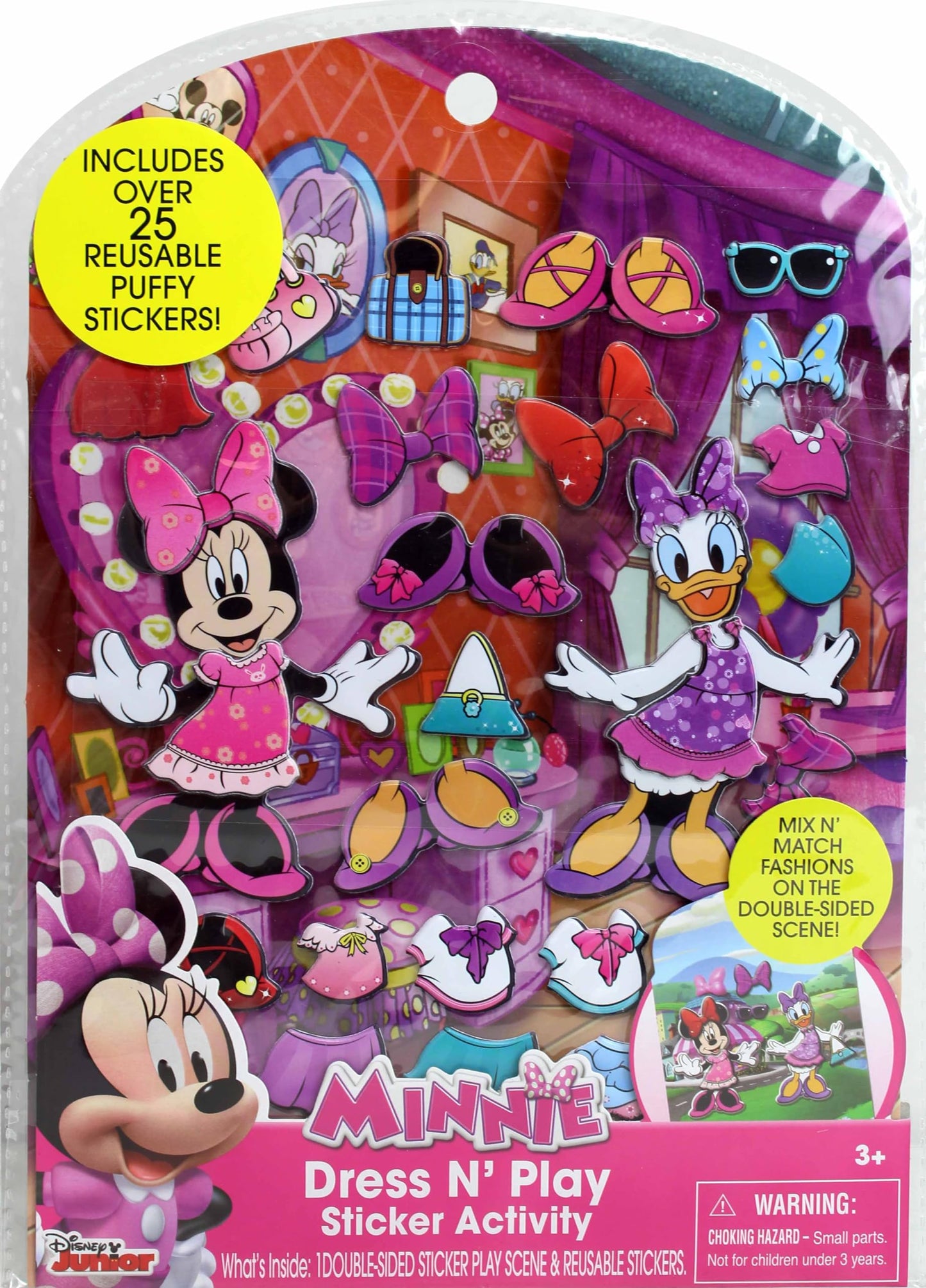 Tara Toys Minnie Mouse Stick N Play - 25Ct - Resuable Stickers, Double Sided Scene