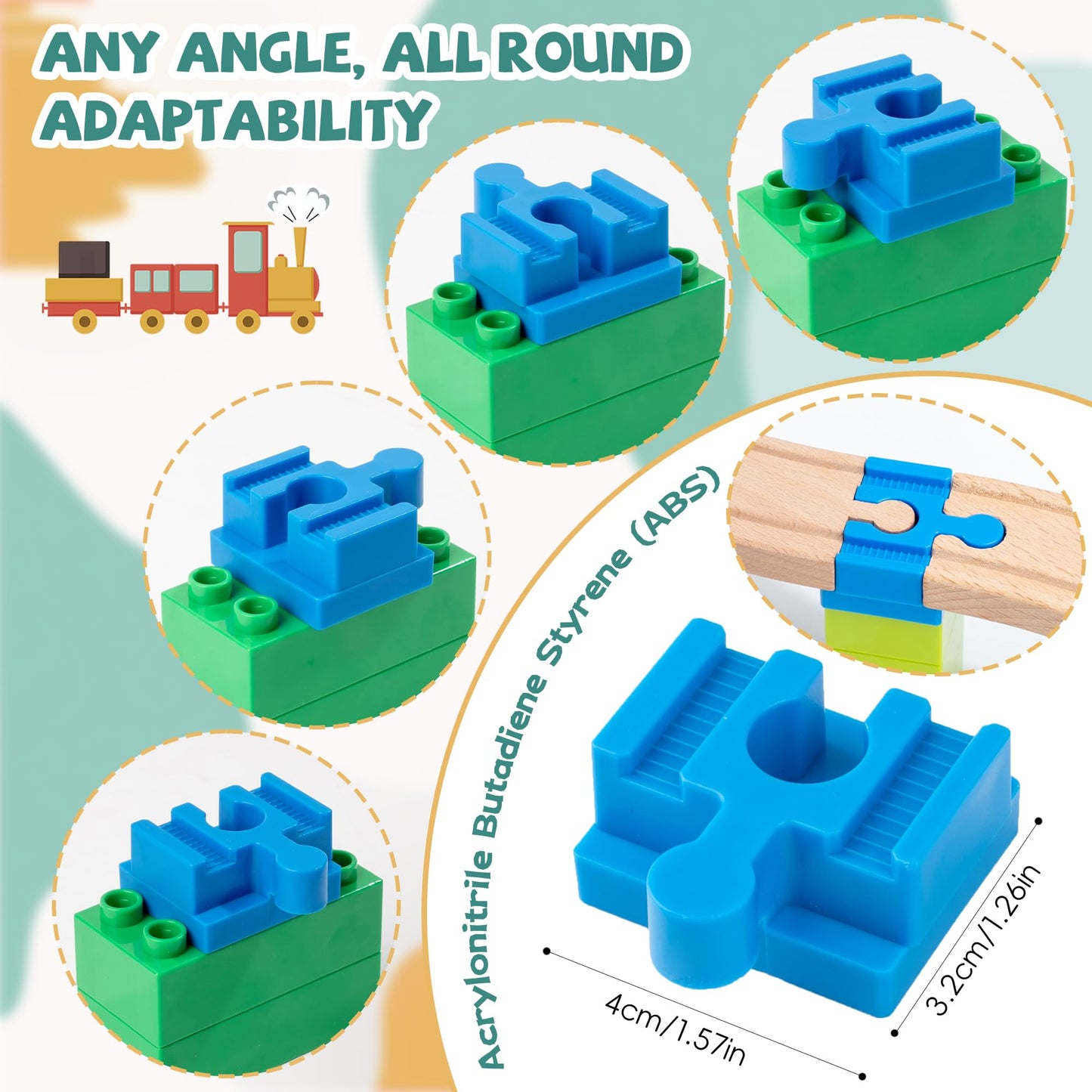 Wooden Train Track Accessories 28 pcs Wooden Track Connector Compatible with All Leading Brands Birthday Gift for Boys Girls,Dog