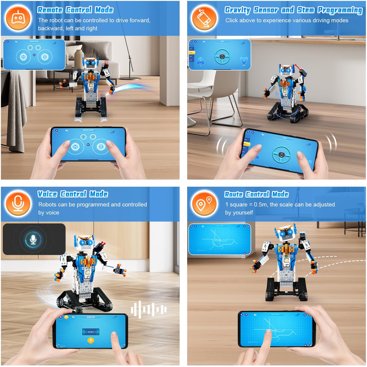 STEM Robot Building Kit, App & Remote Control Robot Building Kits for Kids 6-12, 447 Pieces Educational DIY Engineering Blocks f
