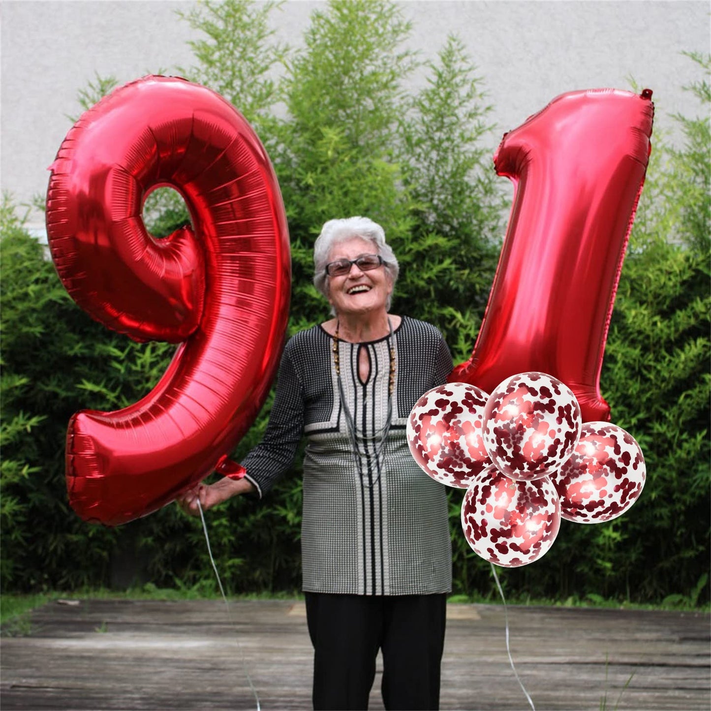Lingqiang Red 13 Birthday Balloons - 40 Inch Foil Numbers 1 & 3 with Confetti - Perfect for 13th & 31st Birthday Parties
